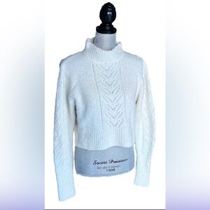 Line And Dot Carli Pinhole Mock Neck Sweater Size Ivory Cream Alpaca Blend
Large